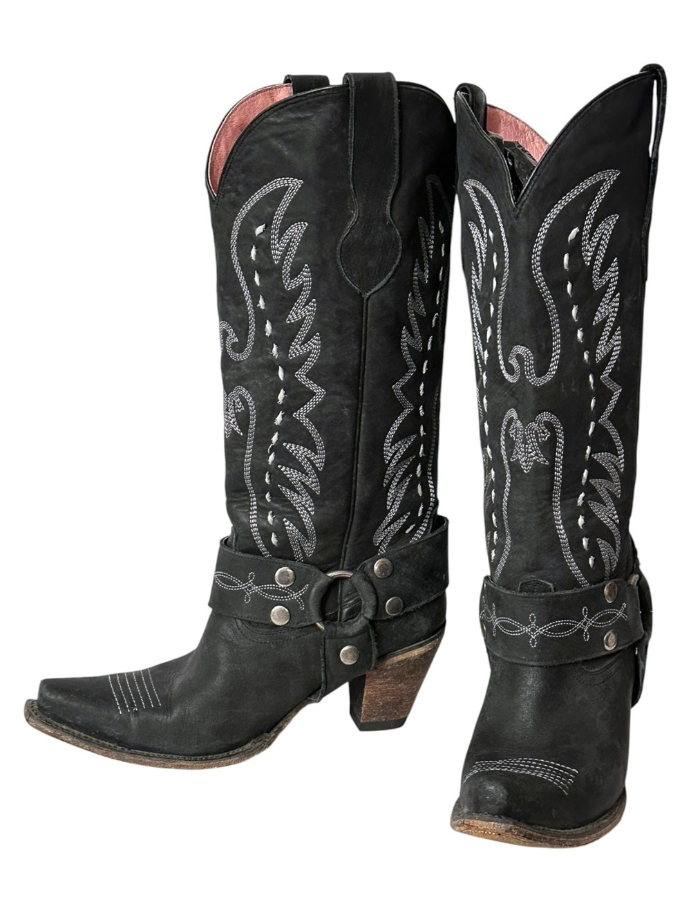 Junk Gypsy by Lane Black Embroidered Western Harness Vagabond Cowboy Boots 9